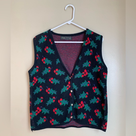 Vintage Christmas holiday sweater vest dominic and marie made in the usa - Picture 1 of 7